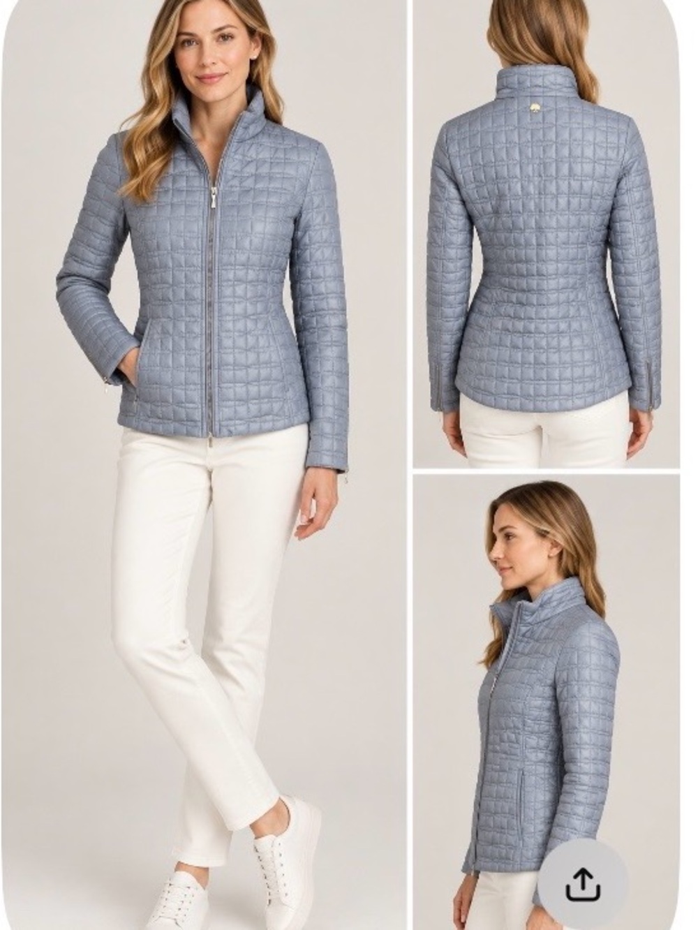 kate spade new york Quilted Puffer Jacket in Gray Size Small Like New